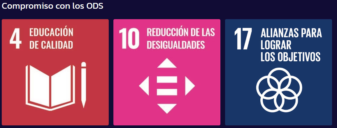 Imágenes del logo de los ODS números 4,10 y 17